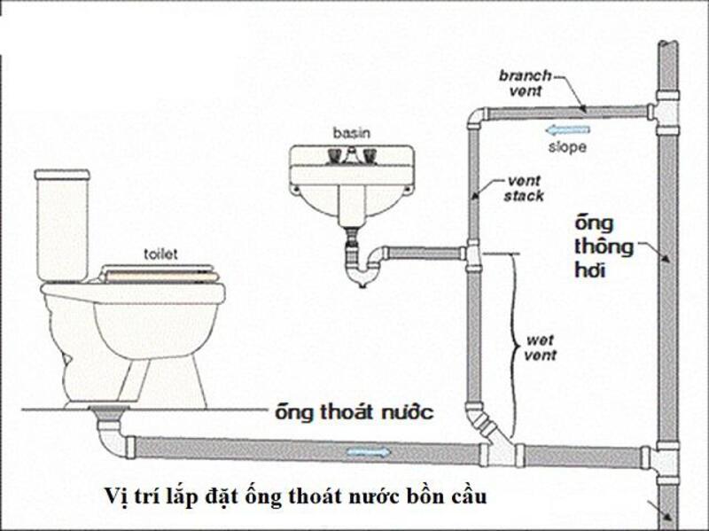 Ống thoát bồn cầu luôn đặt ở vị trí thấp nhất